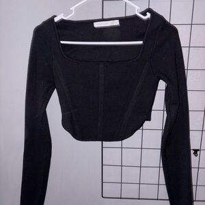 Altar'd State Black Long Sleeve Crop Top
